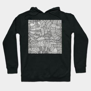 Zentangle Mangle, Black and White Digital Illustration Hoodie